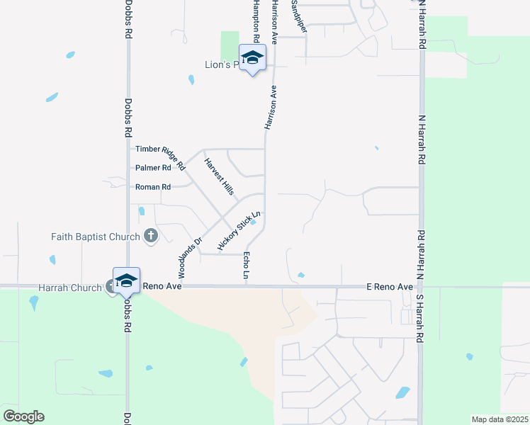 map of restaurants, bars, coffee shops, grocery stores, and more near 301 Echo Lane in Harrah