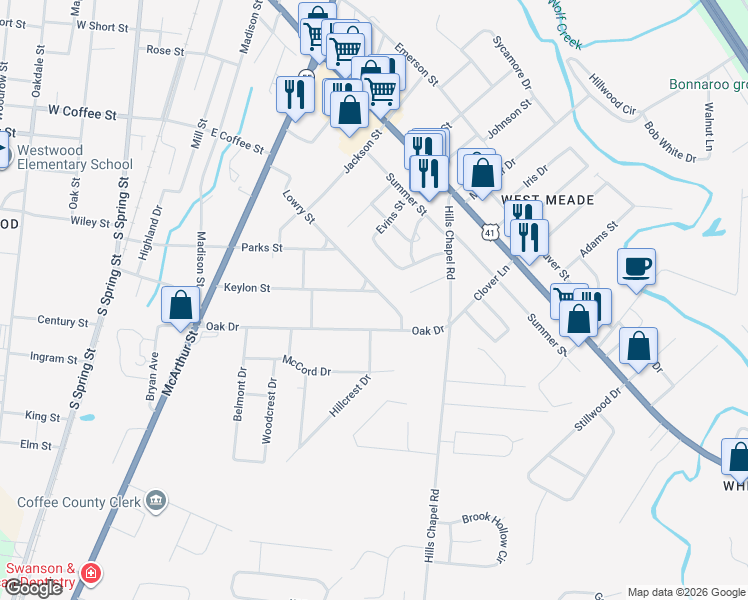 map of restaurants, bars, coffee shops, grocery stores, and more near 800 Lowry Street in Manchester