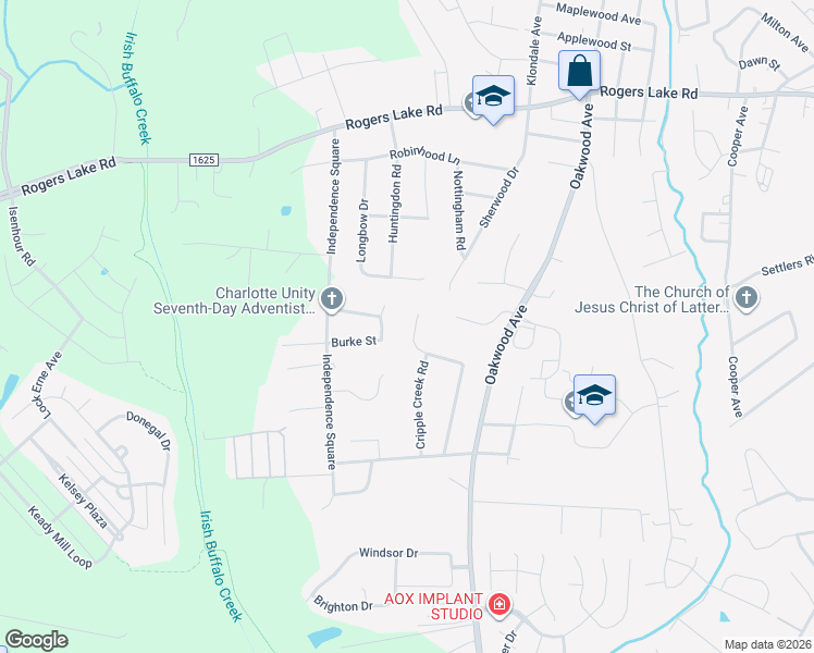 map of restaurants, bars, coffee shops, grocery stores, and more near 1585 Daybreak Ridge in Kannapolis