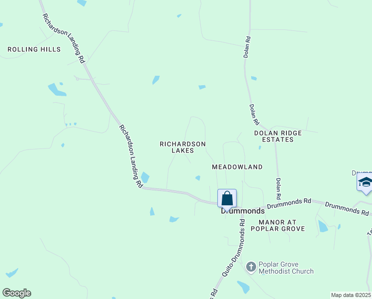 map of restaurants, bars, coffee shops, grocery stores, and more near 22 Lake Cove in Drummonds