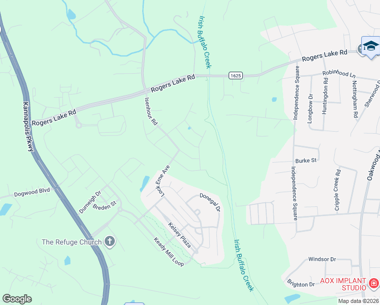 map of restaurants, bars, coffee shops, grocery stores, and more near 3801 Crosshill Street in Kannapolis