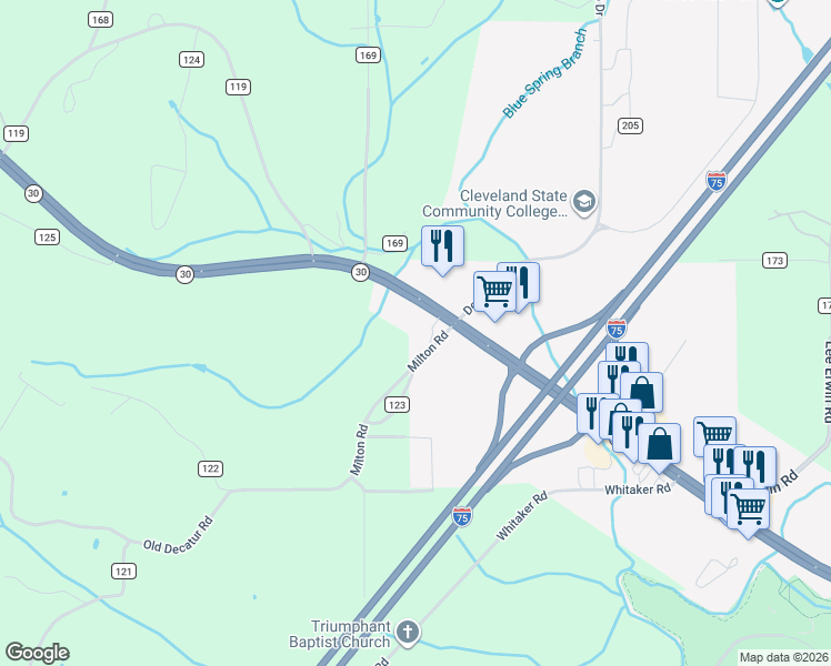 map of restaurants, bars, coffee shops, grocery stores, and more near 1837 Milton Road in Athens