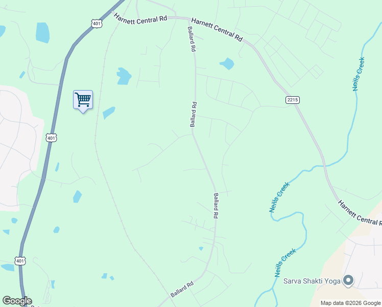 map of restaurants, bars, coffee shops, grocery stores, and more near 1501 Ballard Road in Fuquay-Varina