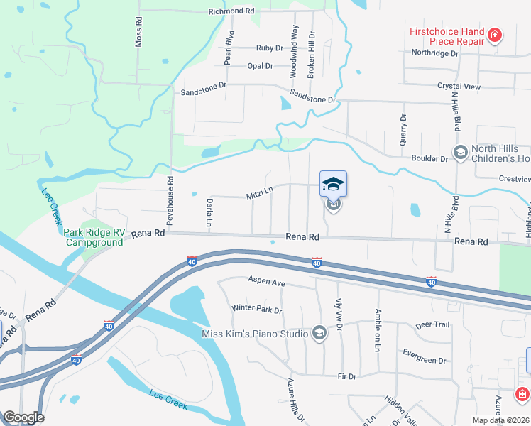 map of restaurants, bars, coffee shops, grocery stores, and more near 2005 Foster Branch Lane in Van Buren