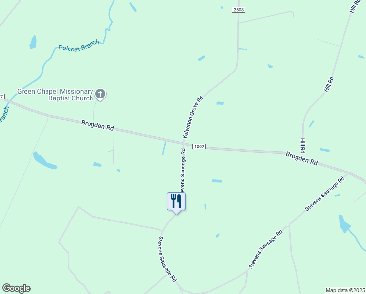 map of restaurants, bars, coffee shops, grocery stores, and more near Stevens Sausage Road in Smithfield