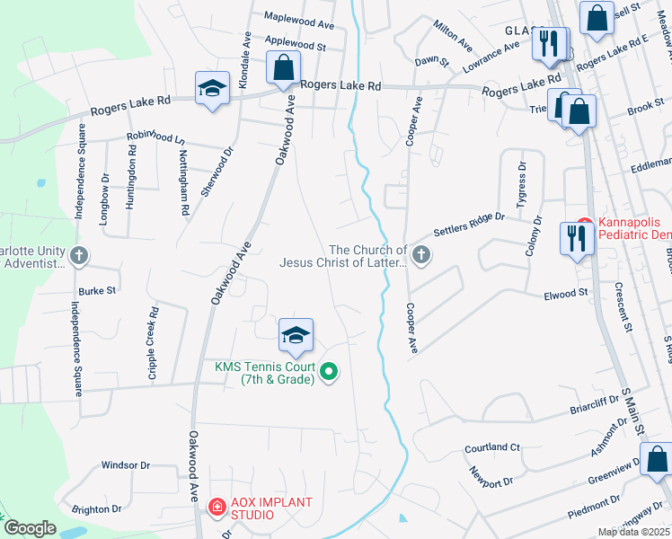 map of restaurants, bars, coffee shops, grocery stores, and more near 1569 Azalea Avenue in Kannapolis