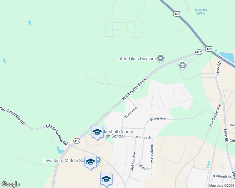 map of restaurants, bars, coffee shops, grocery stores, and more near 881 Todd Avenue in Lewisburg