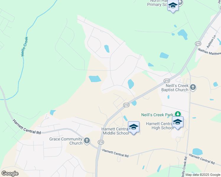 map of restaurants, bars, coffee shops, grocery stores, and more near 198 Royal Meadow Drive in Angier