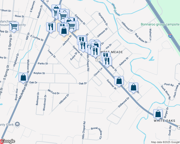 map of restaurants, bars, coffee shops, grocery stores, and more near 1310 Summer Street in Manchester