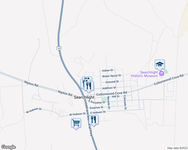 map of restaurants, bars, coffee shops, grocery stores, and more near 453 Lincoln Street in Searchlight