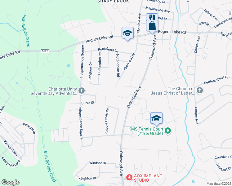 map of restaurants, bars, coffee shops, grocery stores, and more near 972 Lynnview Court in Kannapolis
