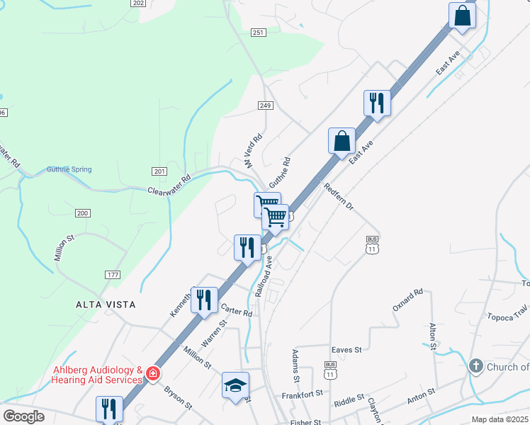 map of restaurants, bars, coffee shops, grocery stores, and more near 2319 Clearwater Road in Athens