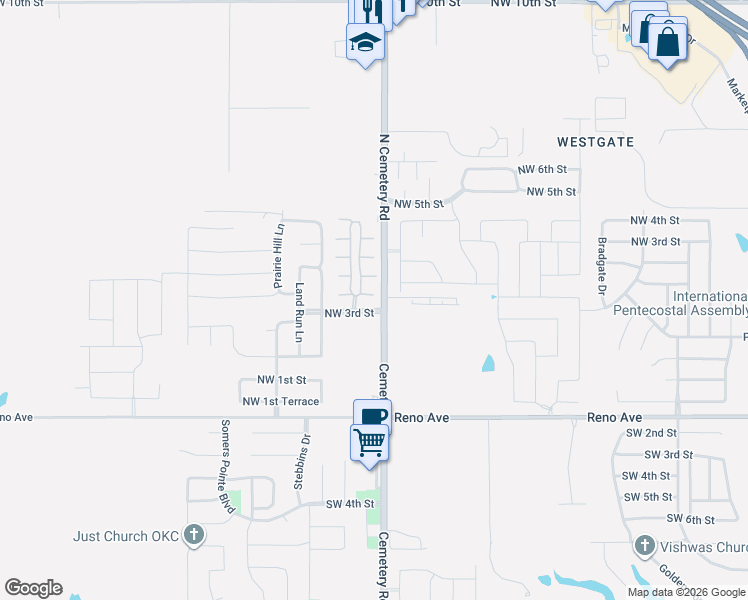 map of restaurants, bars, coffee shops, grocery stores, and more near 428 Nathan Way in Yukon