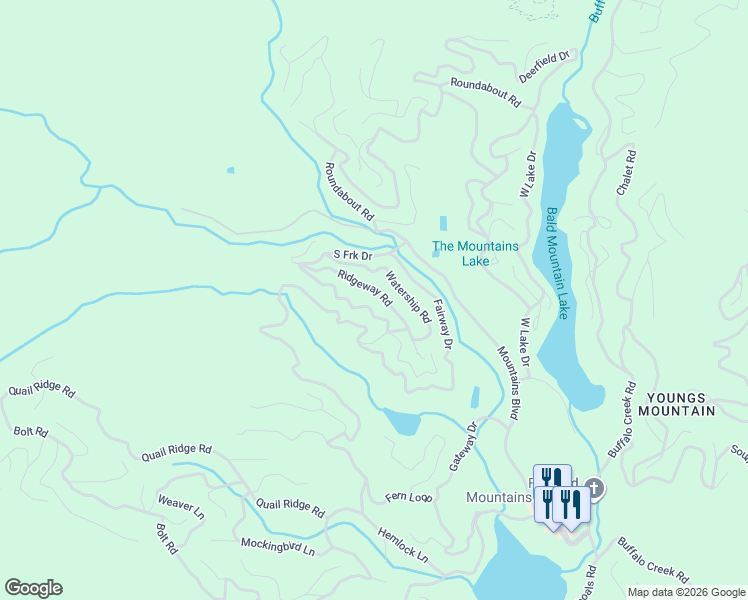 map of restaurants, bars, coffee shops, grocery stores, and more near 212 Ridgeway Road in Lake Lure