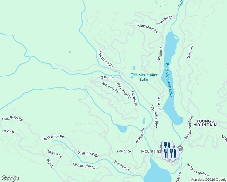 map of restaurants, bars, coffee shops, grocery stores, and more near 212 Ridgeway Road in Lake Lure