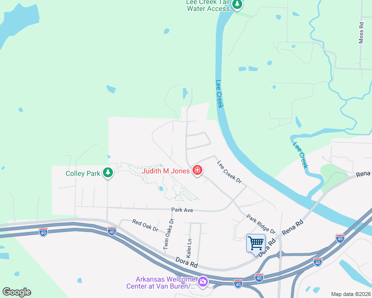 map of restaurants, bars, coffee shops, grocery stores, and more near 2330 Park Ridge Way in Van Buren