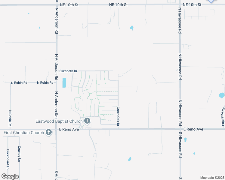 map of restaurants, bars, coffee shops, grocery stores, and more near 12432 Croydon Road in Midwest City