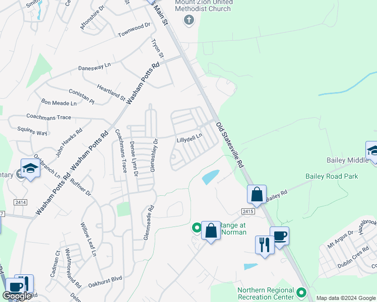 map of restaurants, bars, coffee shops, grocery stores, and more near 9227 Ducati Lane in Cornelius