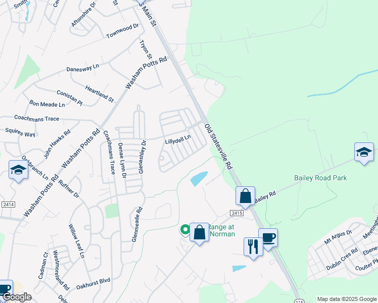 map of restaurants, bars, coffee shops, grocery stores, and more near 11210 Suunto Lane in Cornelius
