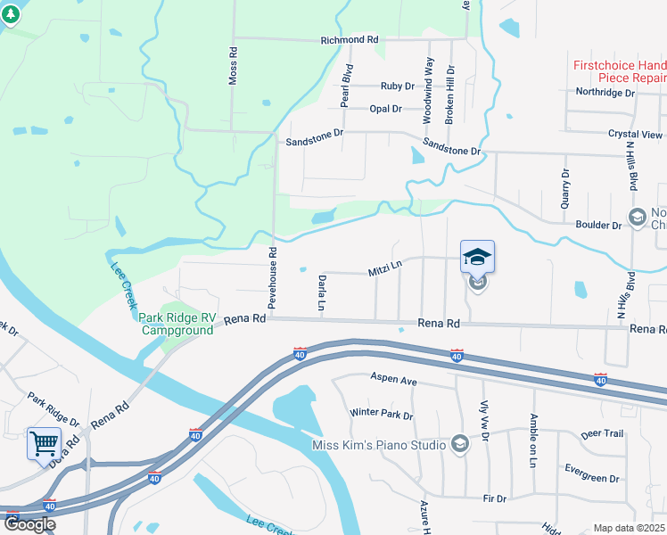 map of restaurants, bars, coffee shops, grocery stores, and more near 1118 Mitzi Lane in Van Buren