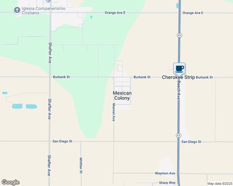 map of restaurants, bars, coffee shops, grocery stores, and more near 30702 Martinez St in Shafter