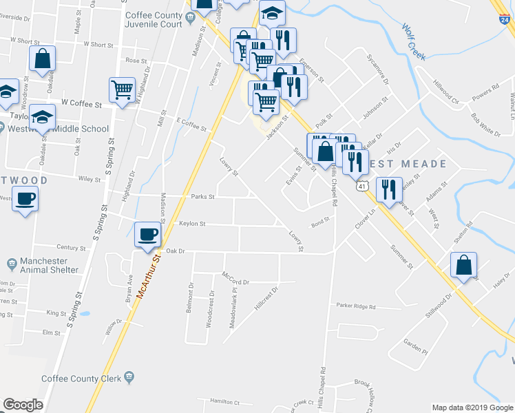 map of restaurants, bars, coffee shops, grocery stores, and more near 906 Parks Street in Manchester