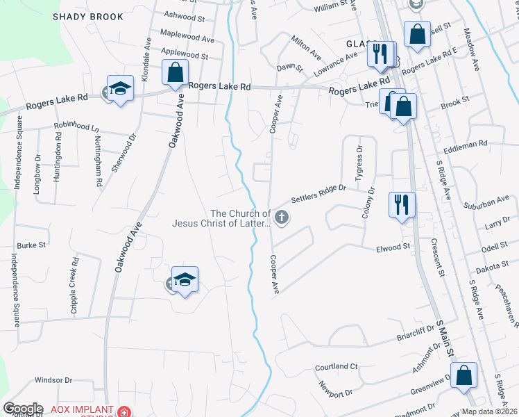 map of restaurants, bars, coffee shops, grocery stores, and more near 1540 Cooper Avenue in Kannapolis