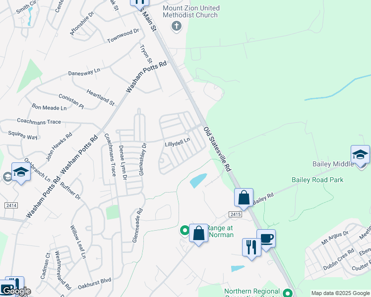 map of restaurants, bars, coffee shops, grocery stores, and more near 11228 Suunto Lane in Cornelius