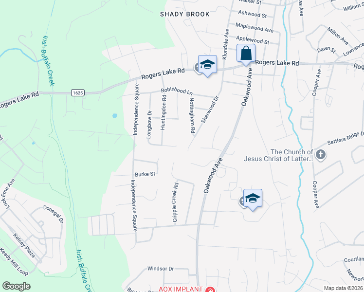 map of restaurants, bars, coffee shops, grocery stores, and more near 1441 Sherwood Drive in Kannapolis
