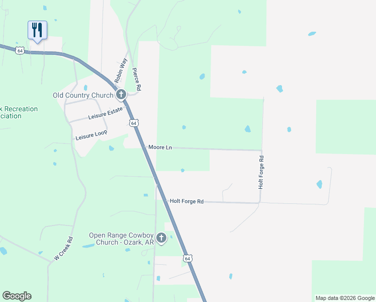 map of restaurants, bars, coffee shops, grocery stores, and more near 3075 Moore Lane in Ozark