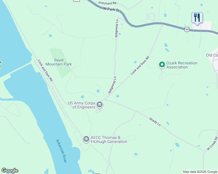 map of restaurants, bars, coffee shops, grocery stores, and more near 6431 Ridgeway Lane in Ozark