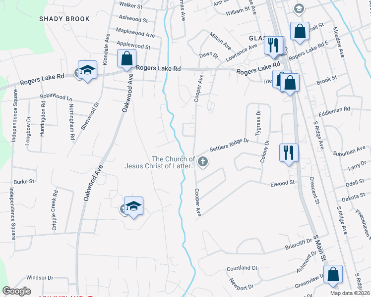map of restaurants, bars, coffee shops, grocery stores, and more near 1540 Cooper Avenue in Kannapolis
