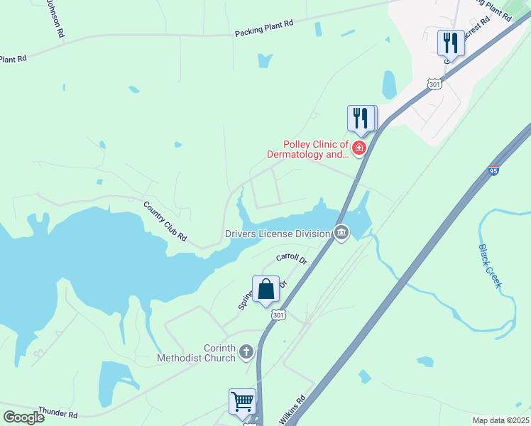map of restaurants, bars, coffee shops, grocery stores, and more near 1093 North Lakeside Drive in Smithfield