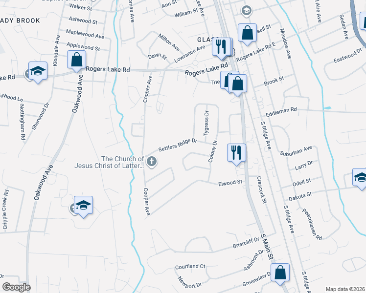 map of restaurants, bars, coffee shops, grocery stores, and more near 316 Windy Rush Road in Kannapolis