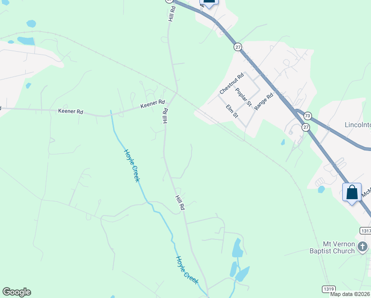 map of restaurants, bars, coffee shops, grocery stores, and more near 575 Hill Road in Lincolnton