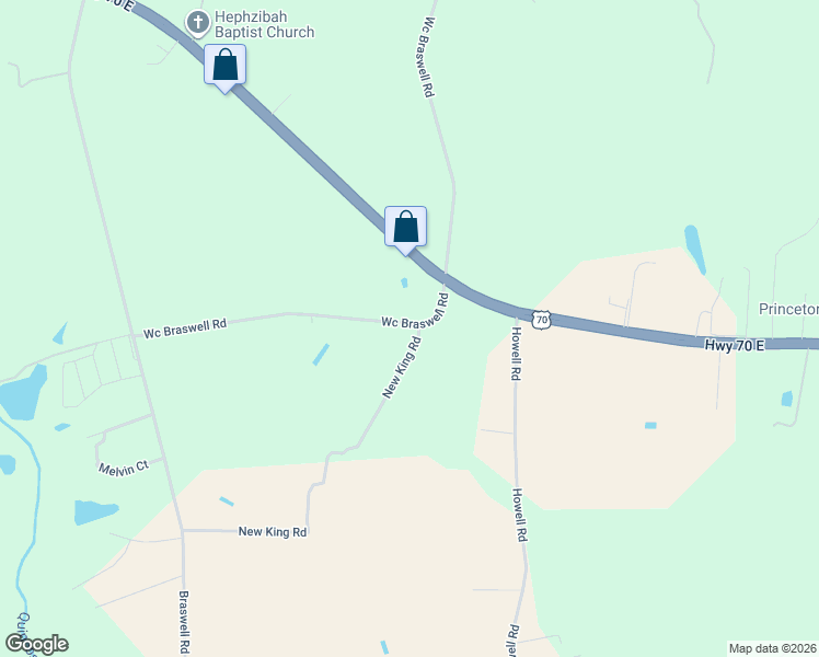 map of restaurants, bars, coffee shops, grocery stores, and more near 1985 Wc Braswell Road in Smithfield