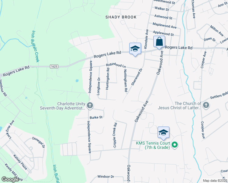 map of restaurants, bars, coffee shops, grocery stores, and more near Huntingdon Road in Kannapolis