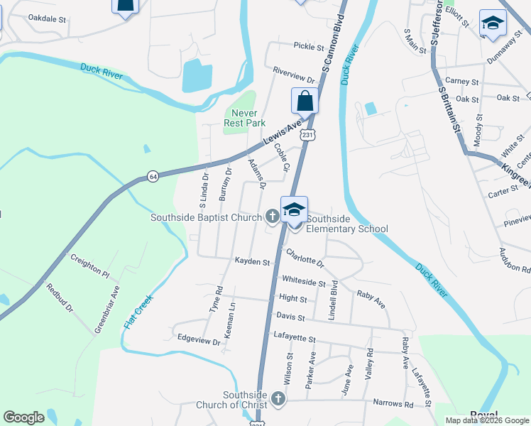 map of restaurants, bars, coffee shops, grocery stores, and more near 811 Adams Drive in Shelbyville