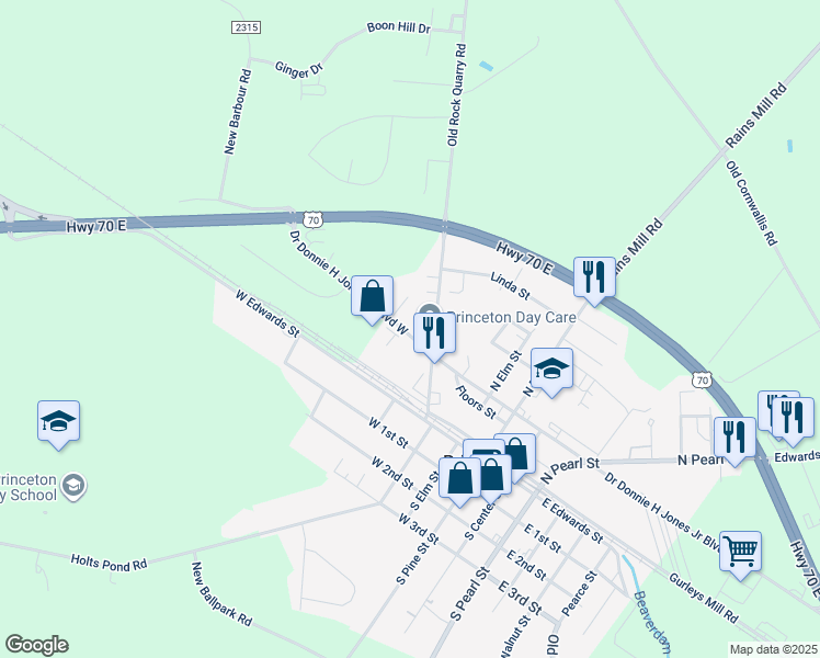 map of restaurants, bars, coffee shops, grocery stores, and more near 506 Doctor Donnie H Jones Junior Boulevard West in Princeton