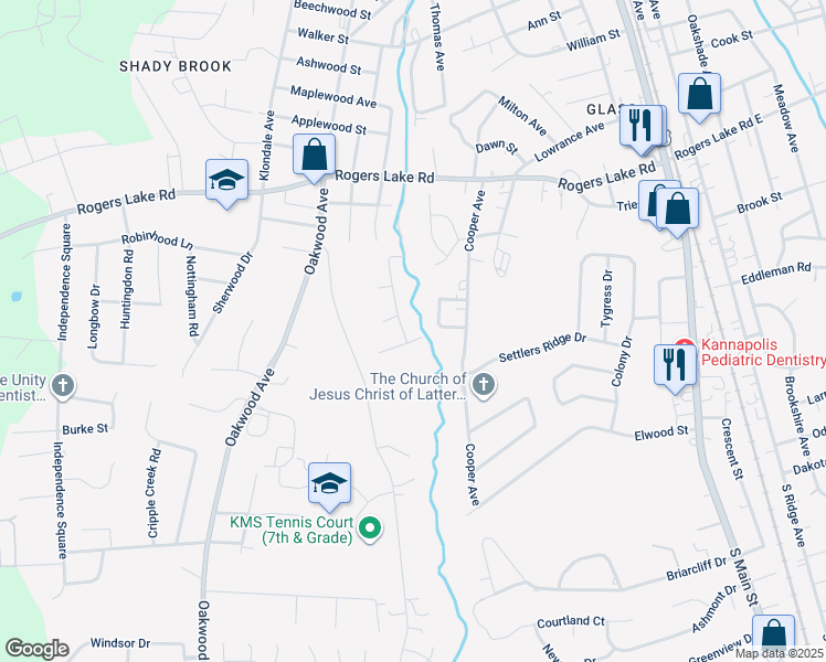 map of restaurants, bars, coffee shops, grocery stores, and more near 1509 Wildwood Drive in Kannapolis