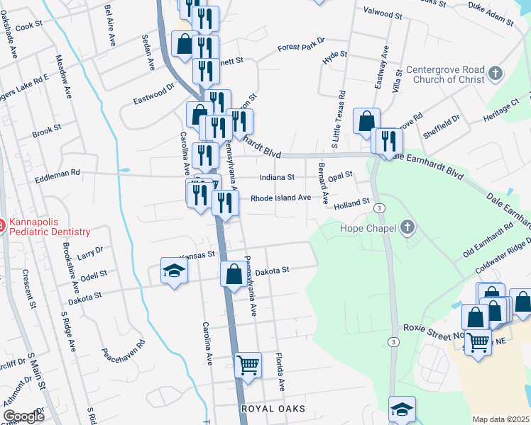 map of restaurants, bars, coffee shops, grocery stores, and more near 1706 Inspired Way in Kannapolis