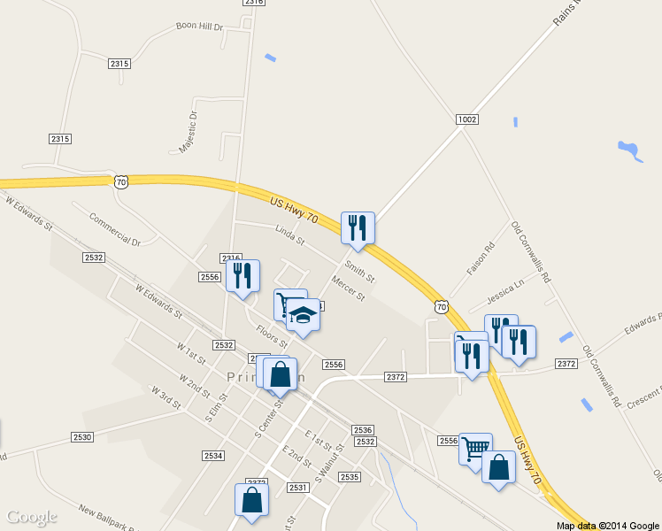map of restaurants, bars, coffee shops, grocery stores, and more near 101 Linda St in Princeton