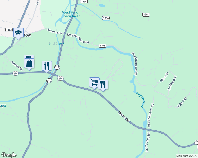 map of restaurants, bars, coffee shops, grocery stores, and more near 130 River Lane in Canton