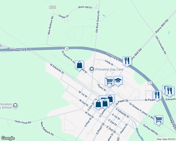 map of restaurants, bars, coffee shops, grocery stores, and more near 506 Doctor Donnie H Jones Junior Boulevard West in Princeton