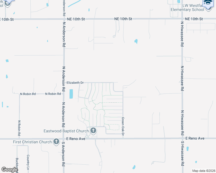 map of restaurants, bars, coffee shops, grocery stores, and more near 409 Elizabeth Drive in Midwest City
