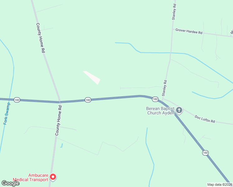 map of restaurants, bars, coffee shops, grocery stores, and more near 2331 North Carolina 102 in Winterville