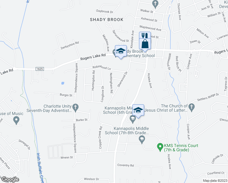 map of restaurants, bars, coffee shops, grocery stores, and more near 1426 Sherwood Drive in Kannapolis
