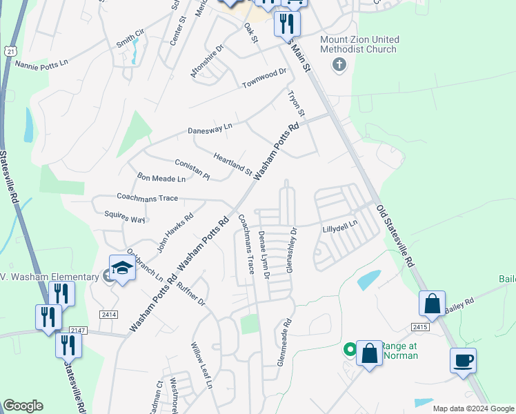 map of restaurants, bars, coffee shops, grocery stores, and more near 10929 Shelly Renee Drive in Cornelius