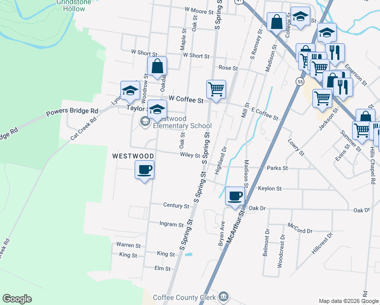 map of restaurants, bars, coffee shops, grocery stores, and more near 114 Wiley Street in Manchester