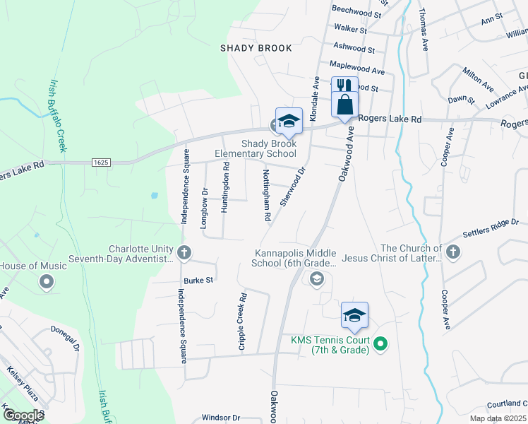 map of restaurants, bars, coffee shops, grocery stores, and more near 1420 Nottingham Road in Kannapolis